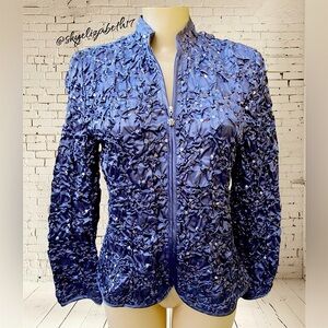 MSK Shiny, Purple Sequin Zip-up Women’s Coat Jacket, M
